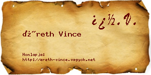 Éreth Vince névjegykártya